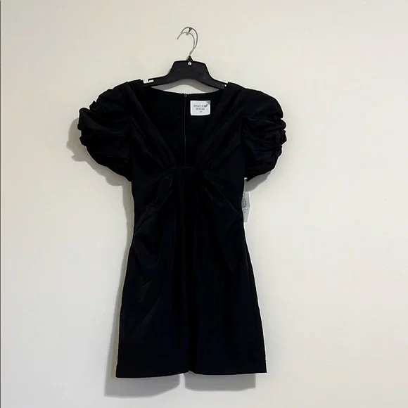 knee length dresses for ladies Black Twill Button Bitsy Dress